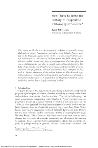 How (Not) to Write the History of Pragmatist Philosophy of Science?