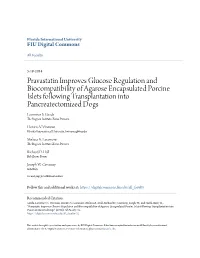 Pravastatin Improves Glucose Regulation and Biocompatibility of Agarose Encapsulated Porcine Islets Following Transplantation Into Pancreatectomized Dogs Lawrence S