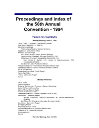 Proceedings and Index of the 56Th Annual Convention - 1994