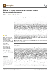 Review of Flow-Control Devices for Wind-Turbine Performance Enhancement