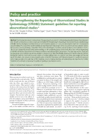 (STROBE) Statement: Guidelines for Reporting Observational Studies