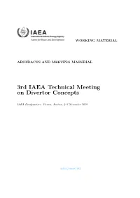 3Rd IAEA Technical Meeting on Divertor Concepts