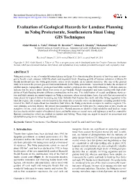 Evaluation of Geological Hazards for Landuse Planning in Nabq Protectorate, Southeastern Sinai Using GIS Techniques