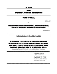 File Amicus Brief and for Leave to File Brief Under Rule 33.21