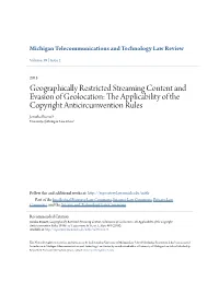Geographically Restricted Streaming Content and Evasion of Geolocation