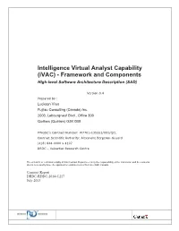 Intelligence Virtual Analyst Capability (Ivac) - Framework and Components High-Level Software Architecture Description (SAD)