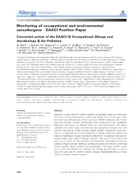 Monitoring of Occupational and Environmental Aeroallergens – EAACI Position Paper