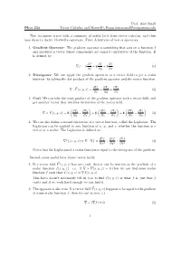 Phys 234 Vector Calculus and Maxwell's Equations Prof. Alex