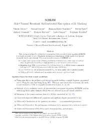 SCREAM Side-Channel Resistant Authenticated Encryption with Masking
