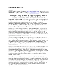 Sir Gordon Conway to Outline the Green Revolution's Lessons for The