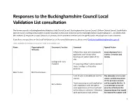 Local Validation List Consultation Responses