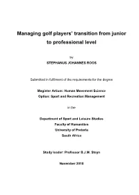 Managing Golf Players' Transition from Junior to Professional Level