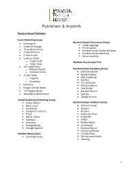 PRH Publishers and Imprints List