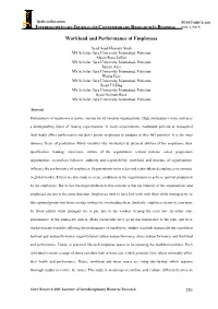 Workload and Performance of Employees