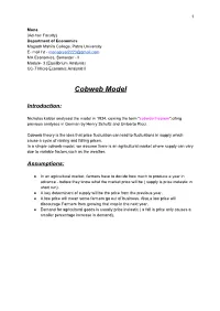 ​Cobweb Model
