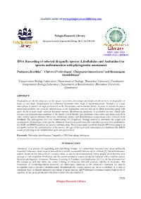DNA Barcoding of Selected Dragonfly Species (Libellulidae and Aeshnidae) for Species Authentication with Phylogenetic Assessment