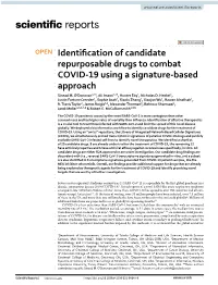 Identification of Candidate Repurposable Drugs to Combat COVID-19 Using a Signature-Based Approach