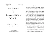 Metaethics and the Autonomy of Morality