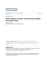 The False Narrative of Syphilis and Its Origin in Europe