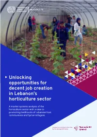 Unlocking Opportunities for Decent Job Creation in Lebanon's Horticulture