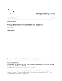 Using Literature to Introduce Ratio and Proportion