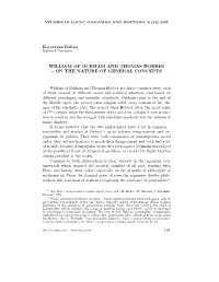 William of Ockham and Thomas Hobbes – on the Nature of General Concepts