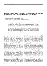 Effect of Climate on the Quality and Berry Coloration of Red Globe Grape Variety with Cold Storage Ability in Egirdir/Isparta˘