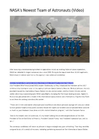 S Newest Team of Astronauts (Video)