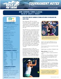 Tournament Notes