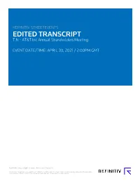 TRANSCRIPT T.N - AT&T Inc Annual Shareholders Meeting