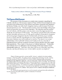 1 This Is a Preliminary Document. It Does Not Yet Have a Nihil Obstat Or