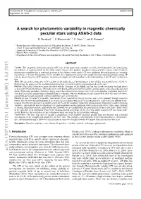 A Search for Photometric Variability in Magnetic Chemically Peculiar Stars Using ASAS-3 Data K