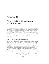Chapter 11 the Relativistic Quantum Point Particle