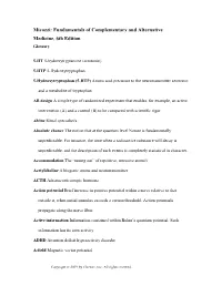 Micozzi: Fundamentals of Complementary and Alternative Medicine, 6Th Edition Glossary
