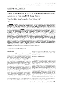 RESEARCH ARTICLE Effect of Withaferin a on A549 Cellular