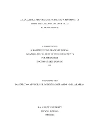 An Analysis, a Performance Guide, and a Recording of Three Sketches and the Hour Glass by Frank Bridge