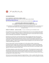 FOR IMMEDIATE RELEASE for More Information, Chef Interviews
