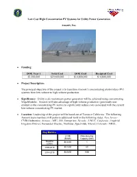 Low Cost High Concentration PV Systems for Utility Power Generation