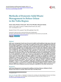 Methods of Domestic Solid Waste Management in Hohoe Urban in the Volta Region