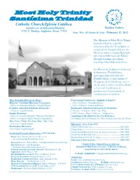 Most Holy Trinity Santísima Trinidad Catholic Church/Iglesia Católica Archdiocese of Galveston/Houston Basilian Fathers 1713 N