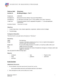 Structures Lesson 4: Building Bridges – Part 1