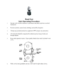 Band Saw Safe Operating Procedure 1