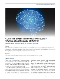 COGNITIVE BIASES in INFORMATION SECURITY CAUSES, EXAMPLES and MITIGATION by Veselin Monev, Information Security and Compliance Practitioner