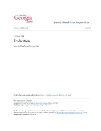 Dedication Journal of Intellectual Property Law