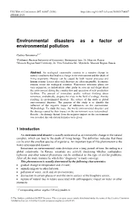 Environmental Disasters As a Factor of Environmental Pollution