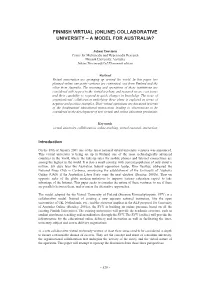 Finnish Virtual (Online) Collaborative University – a Model for Australia?