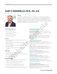 GARY F. PANARIELLO, PH.D., P.E., S.E. Managing Principal