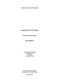 LINNEAN SOCIETY of LONDON Records and Collections Reels