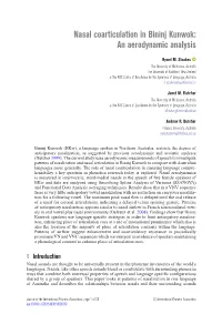 Nasal Coarticulation in Bininj Kunwok: an Aerodynamic Analysis