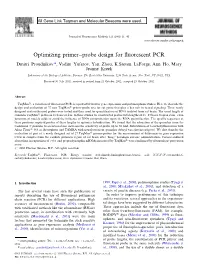 Optimizing Primerá/Probe Design for Fluorescent